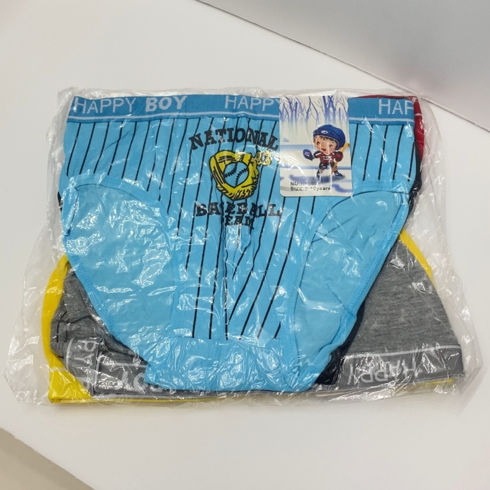 Bundle of 4 Boys Baseball Themed Underwear Briefs Size 8-10 Years